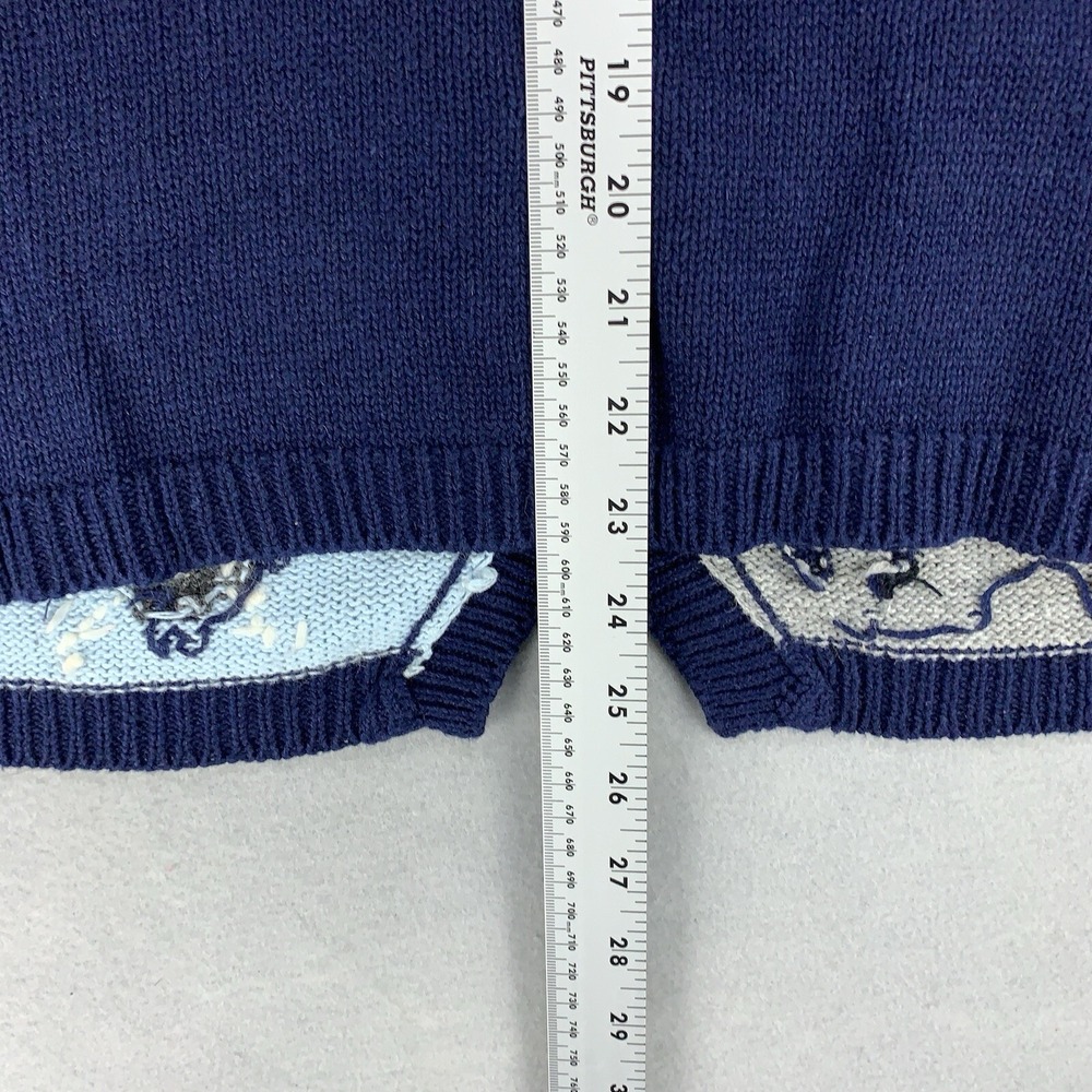VTG Northcrest Sweater Cardigan Vest Women's Large 14-16 Blue Knit Winter Scene - Picture 10 of 12